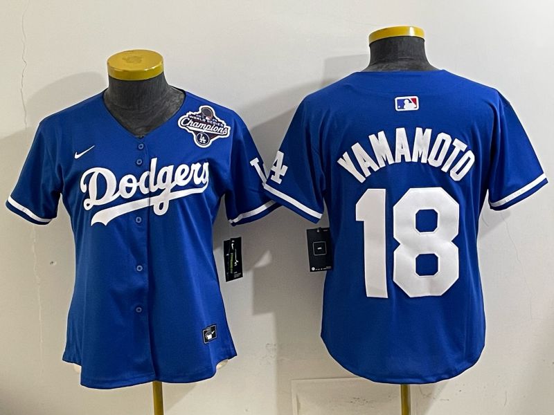 Youth 2025 Los Angeles Dodgers #18 Yamamoto Blue Game Nike MLB Jersey style 0027